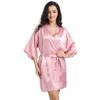 Летний утренний халат европейского и американского производства для женщин, большой размер, свободный крой, домашняя одежда, однотонная, со шнуровкой, из искусственного шелка, пижама