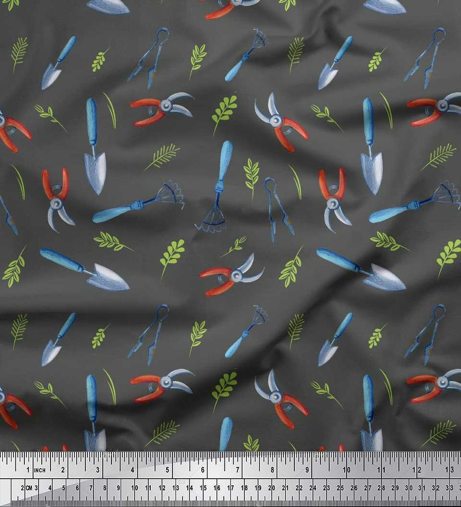 Soimoi Черная полиэстеровая креповая ткань для садовых инструментов, фурнитура, напечатанная ткань для рукоделия на метр 42 дюйма