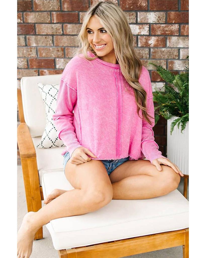 Azura Exchange High Low Raw Edge Sweatshirt