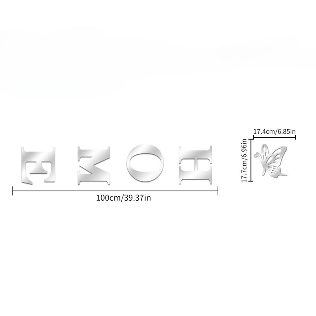 Home Wall Decor Letter Signs Acrylic Mirror Wall Stickers Wall Decorations for Living Room Bedroom Home Decor Wall Decals (Silver)