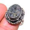 Кольцо с натуральным титановым друзом из стерлингового серебра 925 пробы, размер 8 v7Q21