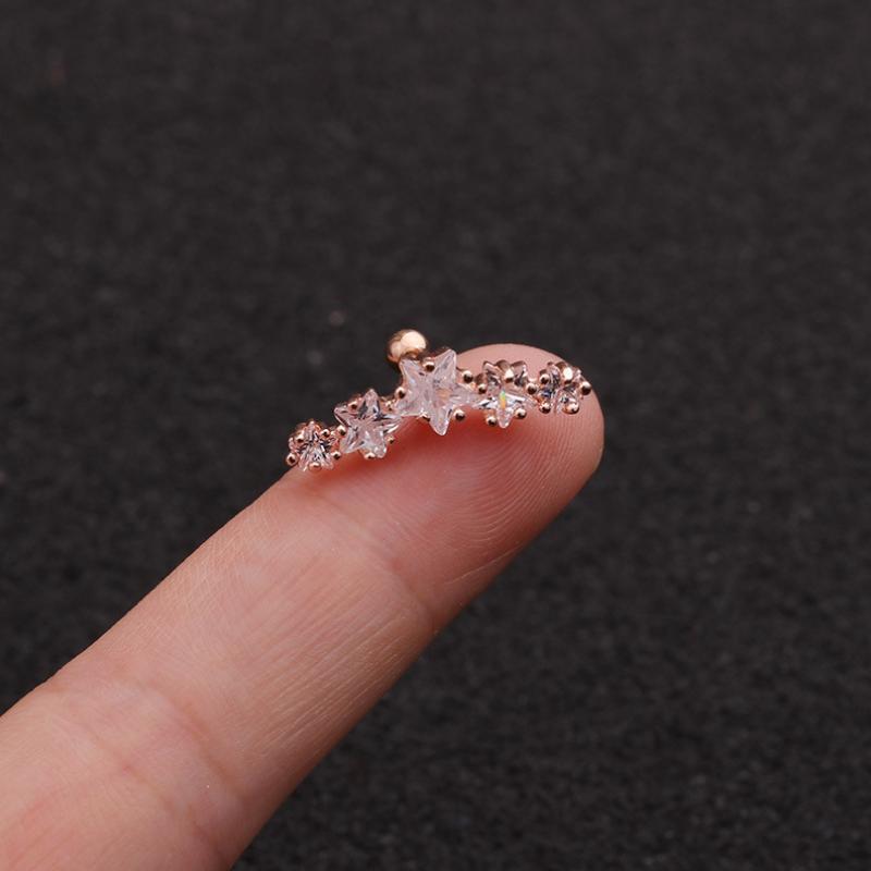 1 шт. корейские креативные серьги-гвоздики со звездами и кубическим цирконием, серьги из хряща из нержавеющей стали