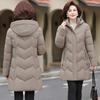 Хлопковая куртка средней длины Женская Зимняя Для матери среднего возраста Простая Свободная Толстая Теплая Модная Простая Приталенная куртка