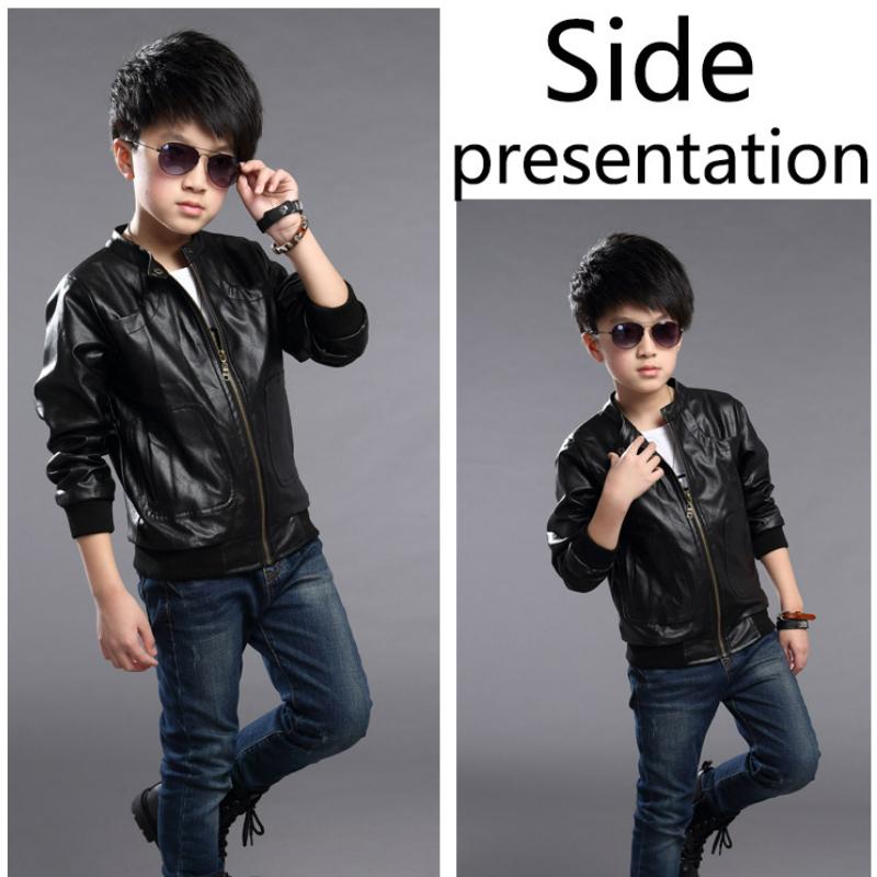 Детская одежда, детская кожаная куртка, весенне-осенняя мотоциклетная куртка с воротником-стойкой для мальчиков