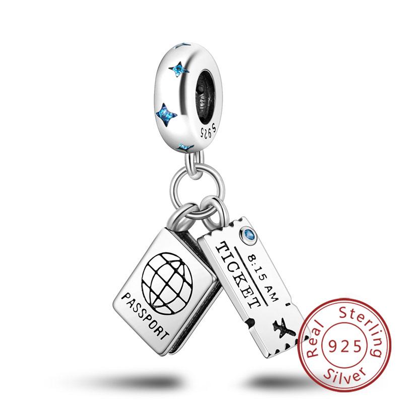 New 925 Silver Charm Airplane Camera Suitcase Love Travel Life DIY Beads Fit Original Charms Bracelet Jewelry