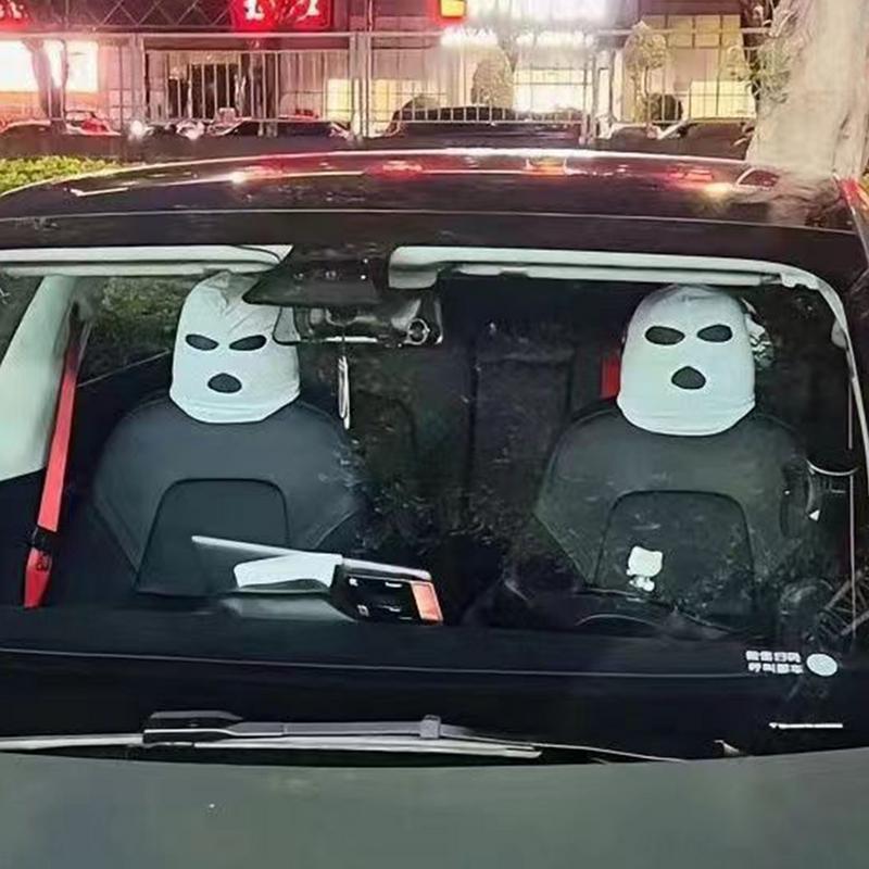 Маска-шапка на подголовник автомобильного сиденья с 3 отверстиями, закрывающая все лицо, для защиты от пепла для сидений салона автомобиля, забавная декоративная накладка