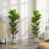 120cm Set of 2 Artificial Fiddle Leaf Fig Trees - Green