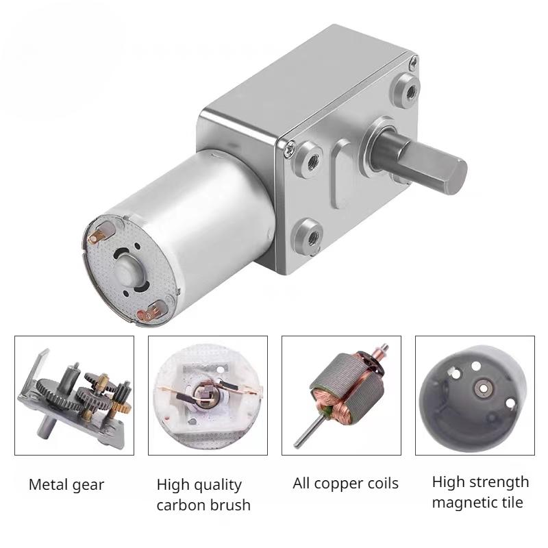 JGY-370 Micro Worm Gear Motor 6v~24v 6RPM~210RPM Forward And Reverse Adjustable Speed High Torque Self-Locking Brushed DC Motor