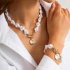 Irregular Shaped European and American Pearl Necklace: Luxury Metal Collarbone Chain Set