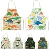 Красивый хлопковый фартук с принтом динозавра и рукавами, антивозрастной льняной каваи, кухонный фартук, кухонные кухонные аксессуары