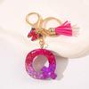 Glitter A-Z Shiny Sequin Letter Pendant Keychain Tassel Star Ball Charms Keyrings Women Bag Ornaments Car Trinket Accessories