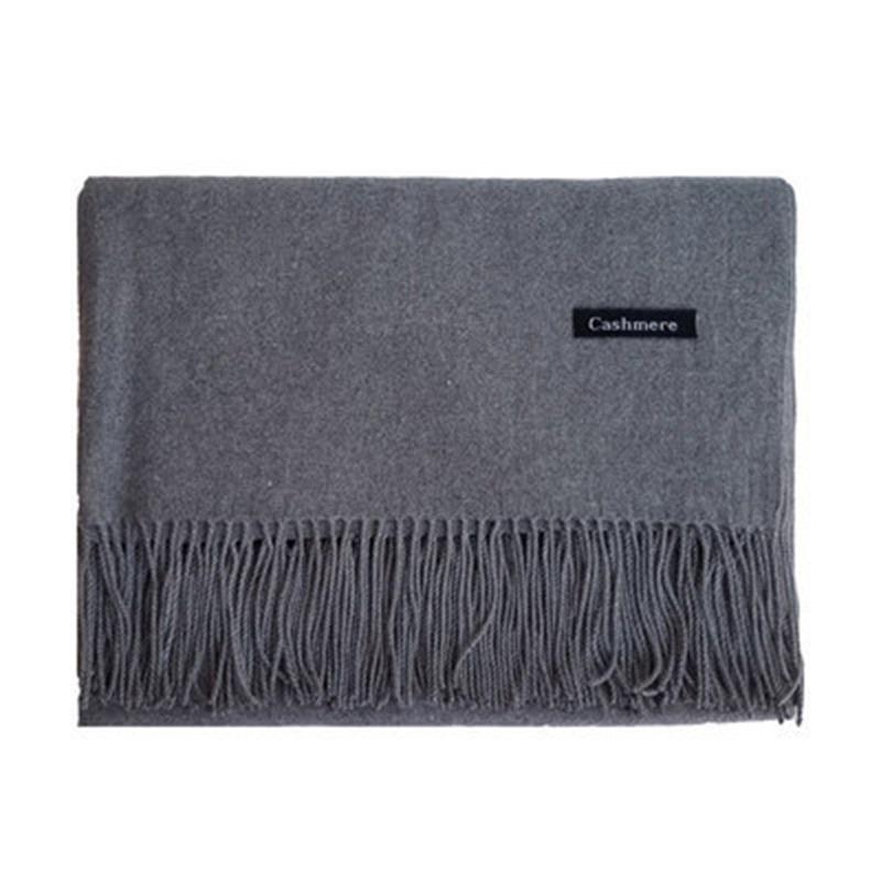 Mid-Length Wear Warm Outer Autumn Winter Artificial New Solid Color Sweet Fashion Cashmere Scarf Tassel Scarf