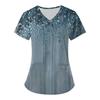 Women Nurse Uniform Retro Pattern 3d V-Neck Pocket Medical Uniforms Cartoon Nursing Scrubs Short Sleeve Pocket Loose Workwear
