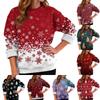 Women's Fashion Casual Long Sleeve Christmas Printed Round Neck Plus Velvet Thickened Sweatshirt
