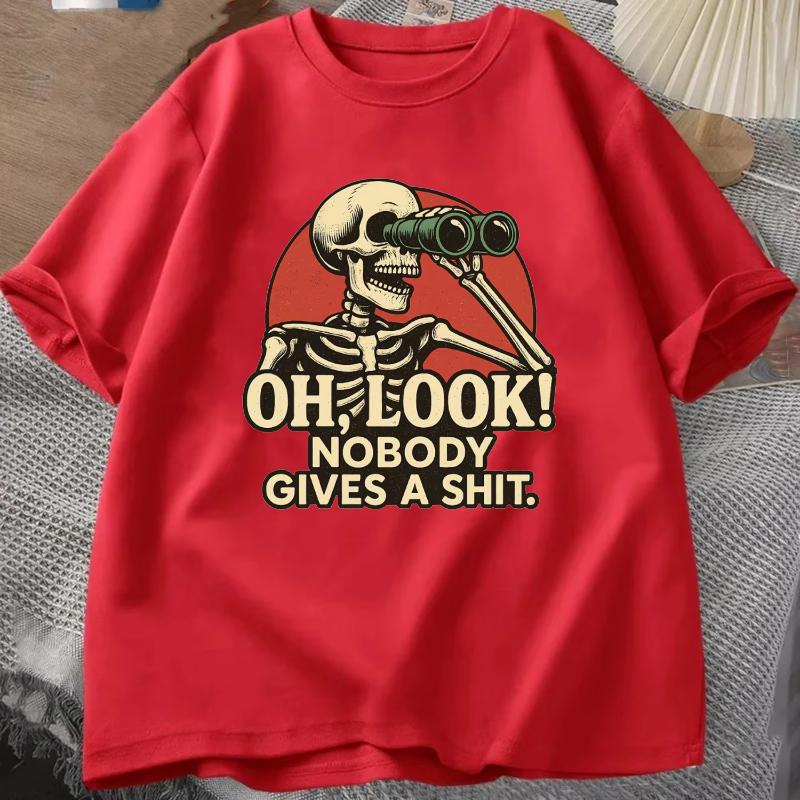 Oh Look Nobody Gives A Shit Sarcasm T-shirt Summer Men's Tracksuit Round Neck Short Sleeve Sportswear Casual Fun Tops Polyester Tee
