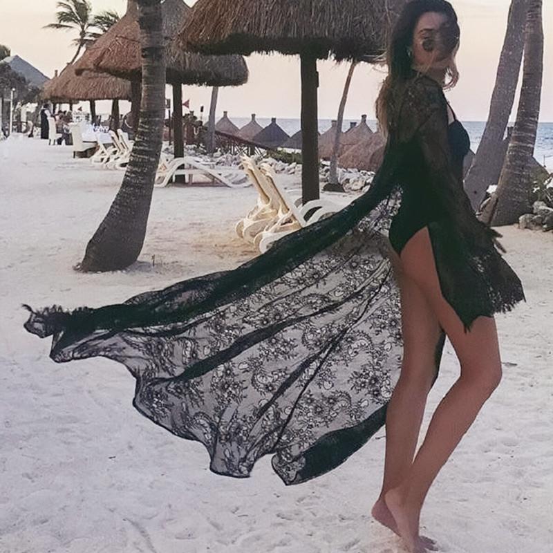 Туники для пляжа, длинное кружевное пляжное платье, женское накидка для плавания, большие размеры, Saida de Praia Robe de Plage, кафтан, пляжная накидка Q516