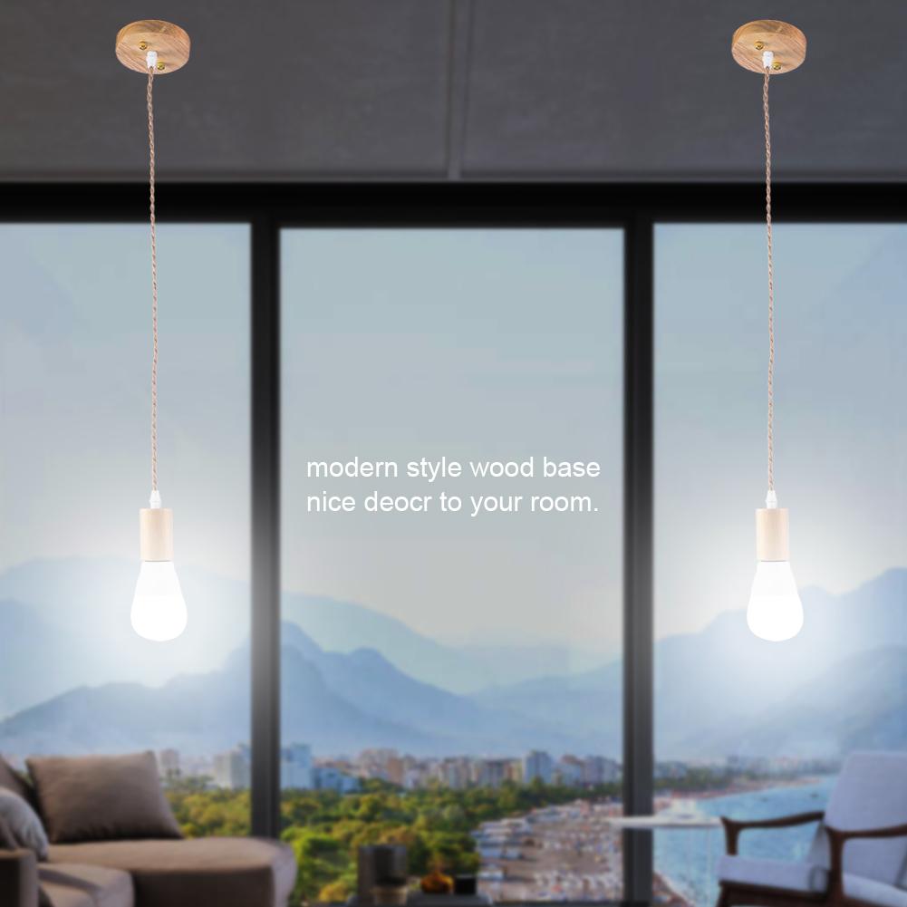 E27 Винтажный деревенский стиль Черный Простой деревянный подвесной потолочный светильник Подвесной светильник 90-250 В