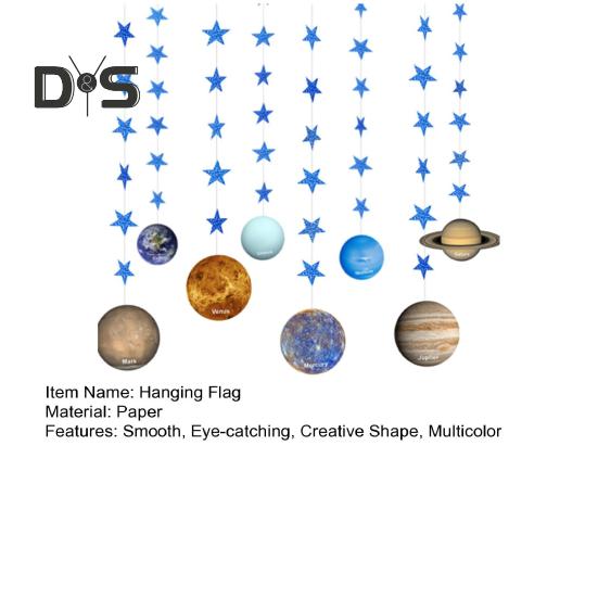 1 комплект долговечных подвесных флагов в виде планеты с блестящими звездами, привлекающий внимание баннер с тематикой звездного неба, декор для вечеринки по случаю дня рождения