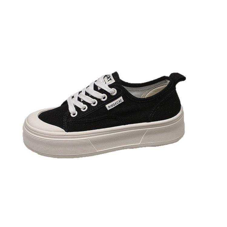 Платформенные парусиновые туфли весна новые универсальные с увеличением роста повседневные спортивные кеды дышащие белые туфли туфли-печенье женские