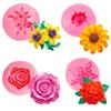 4 шт. Силиконовые формы для цветов, 3D форма для торта Роза Маргаритка Формы для мастики Подсолнух Формы для рукоделия для украшения шоколадного торта, конфет, мыловарения