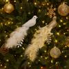 Long Tail Christmas Peacock Ornaments Realistic Glimmering Feather Artificial Peafowl Ornaments with Clip Handmade