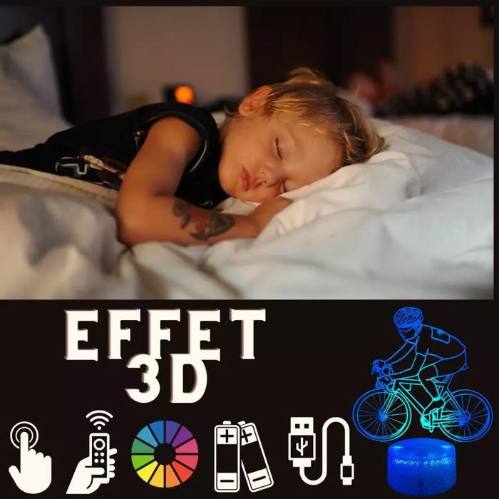 Lampe décorative LED - Cyclisme - 3D - Multicolore - Tactile - Télécommande incluse