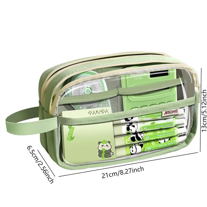 1шт прозрачный многослойный пенал легкий на молнии ручка канцелярская сумка дорожные косметички