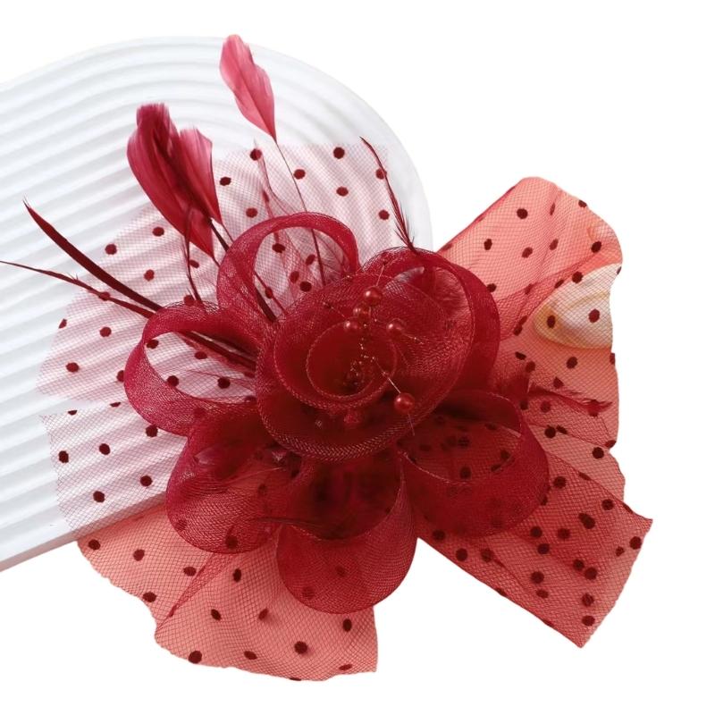 Шляпка-fascinator с перьями, топ-шляпа из тюля для девичника и тематических вечеринок, головной убор для коктейльной вечеринки, собрания, наряжания
