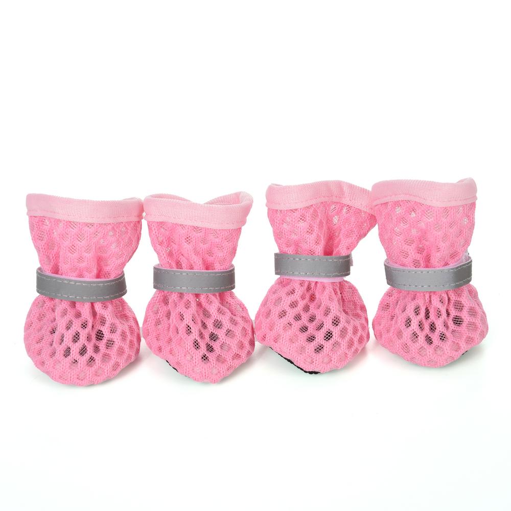 Mesh Dog Shoes For Small Dogs Cats Paw Protector Puppy Boots Reflective Breathable Chihuahua Pug Sandals Pet Supplies 4pcs/set