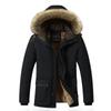 Winter Fashion Wool Lining Warm Men's Jacket Fur Collar Long Hooded Windproof Parkas Men Winter Coat Men Clothing