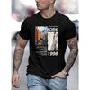 Мужская летняя футболка с графическим принтом и круглым вырезом - мягкая слегка эластичная полиэстеровая ткань, повседневная футболка с коротким рукавом для активного отдыха