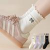 Ballet-style Cotton Socks for Women, Breathable Boneless Lace Long Socks, Autumn Style, White Mid-calf Pile Socks