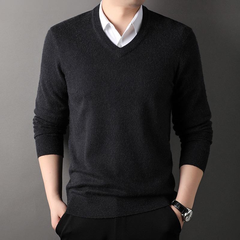 Men S Winter Thick V Neck Long Sleeve Pullover Knit Sweater