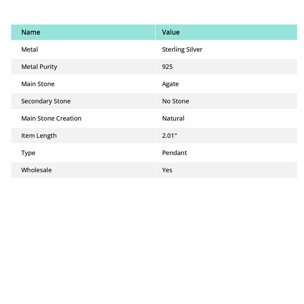 Подвеска из стерлингового серебра 925 пробы с натуральным шлейфовым агатом ручной работы 2,01 дюйма u8L18