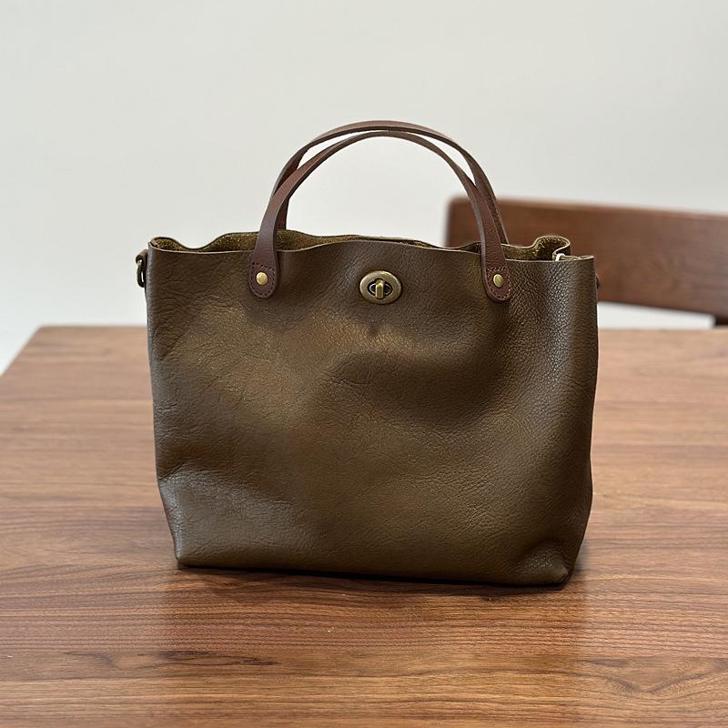 Весенне-летняя женская сумка из натуральной кожи коры дерева - винтажная сумка на плечо и кроссбоди с замком.