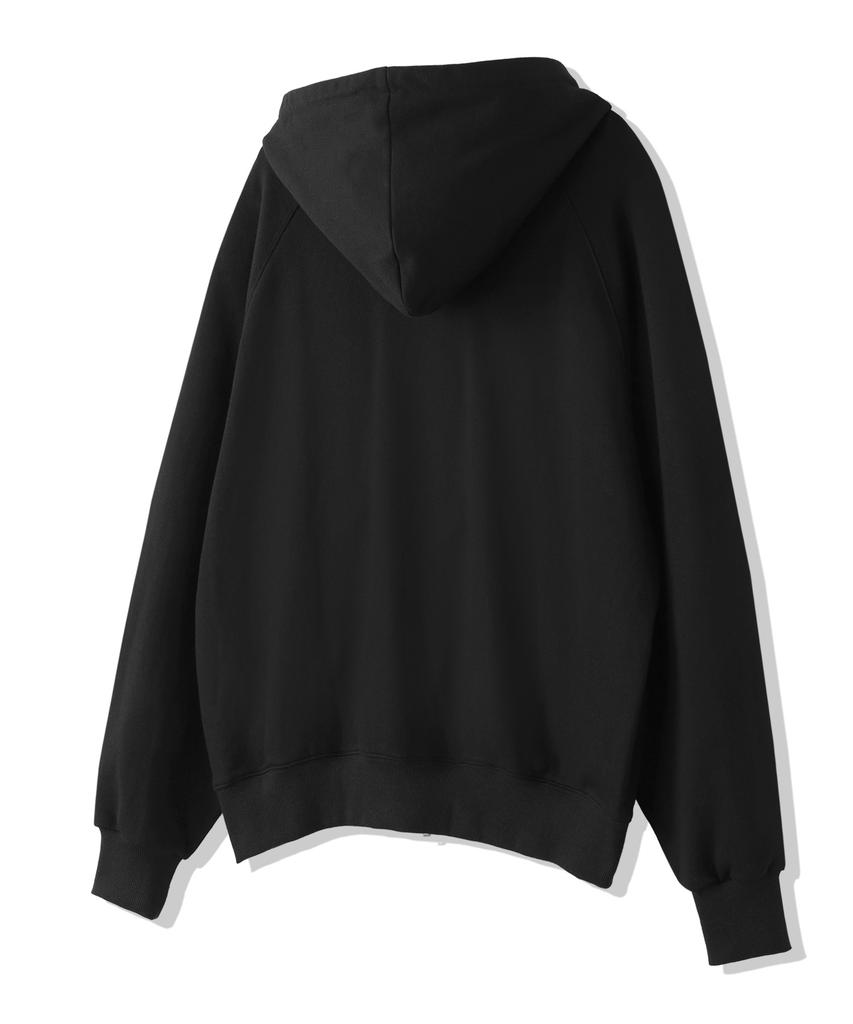 Худи на молнии Moderment Applique, стиранное, оверсайз [Черный]