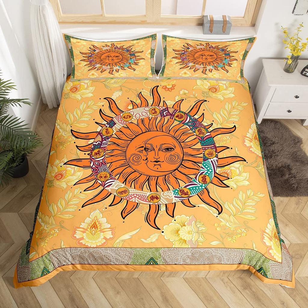 Комплект пододеяльника Sun And Moon King Size Фиолетовый Лиловый Ловец снов Звездный Постельный комплект Для Детей 2/3 предмета Богема Покрывало