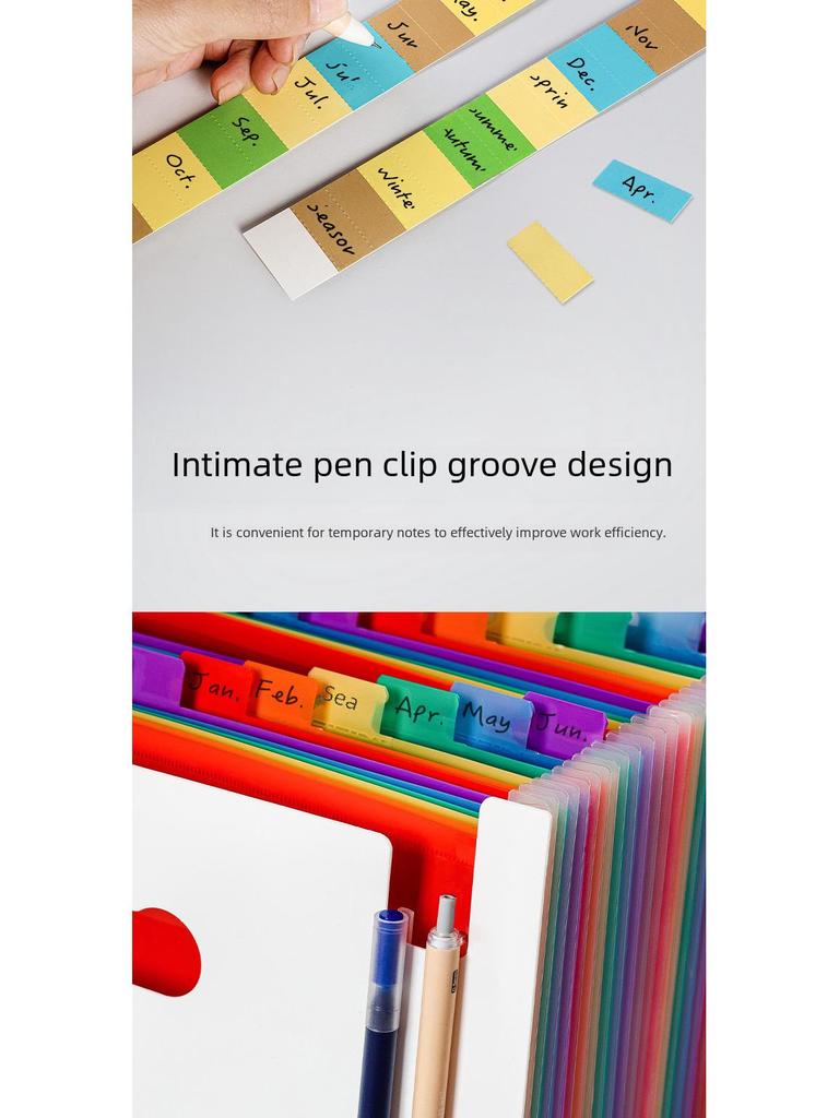 Многослойная сумка-органайзер для документов Rainbow 24-Grid с пряжкой-веревкой