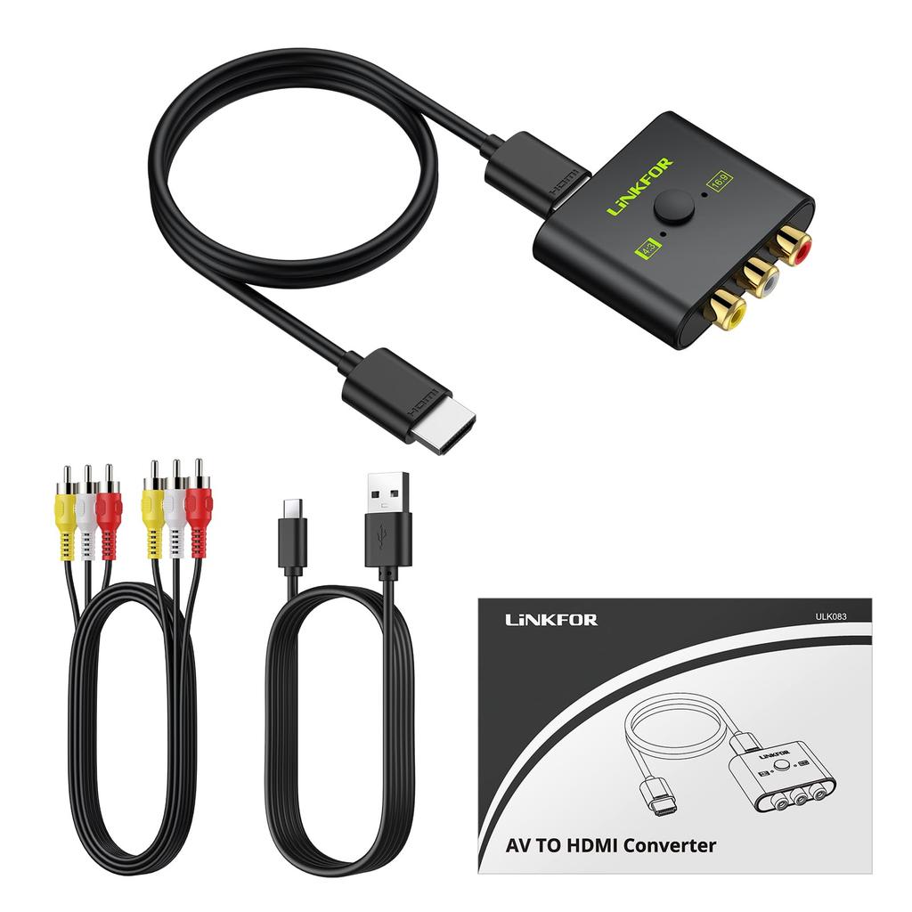 LiNKFOR RCA в HDMI 1080P компактный и легкий AV в HDMI HDMI-адаптер, совместимый с японской инструкцией, Конвертер, совместимый, 169/43