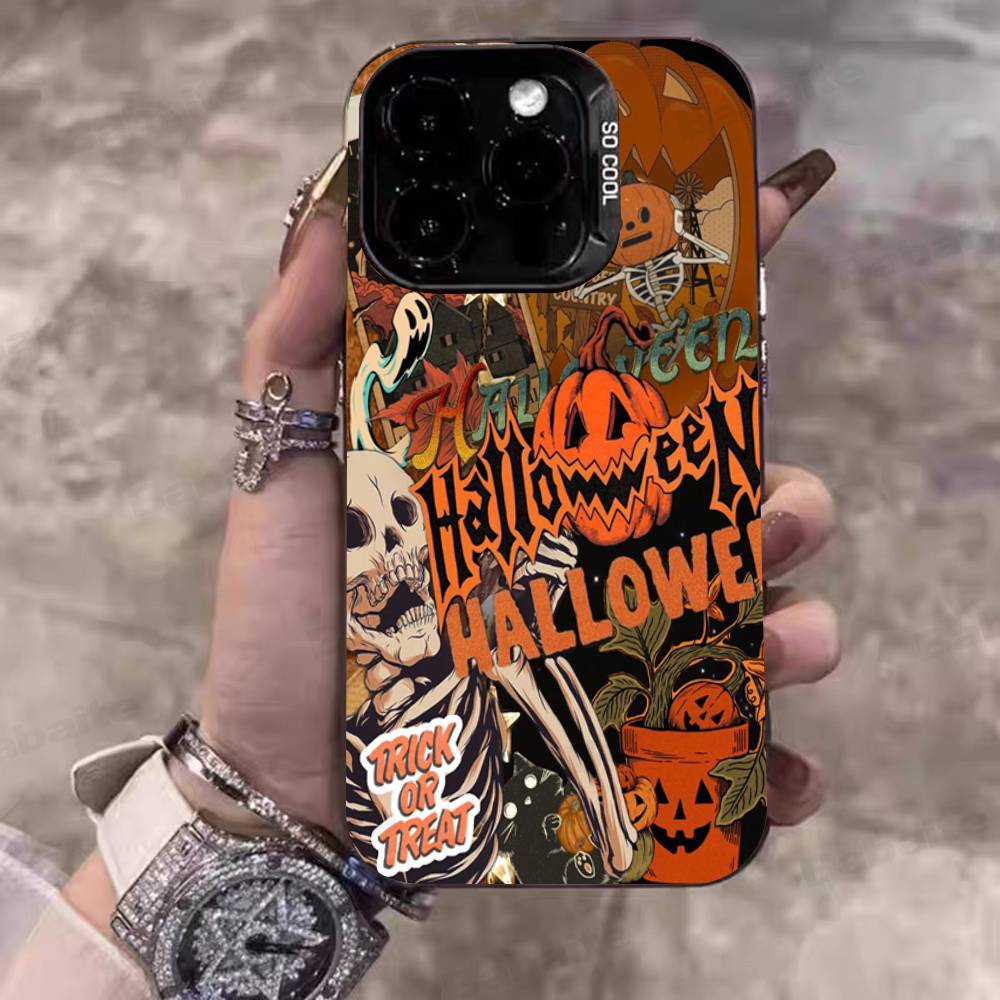 Жуткий тыквенный чехол для телефона на Хэллоуин для iPhone 17 16 15 14 13 12 11 Pro Max Plus Матовый цветной чехол