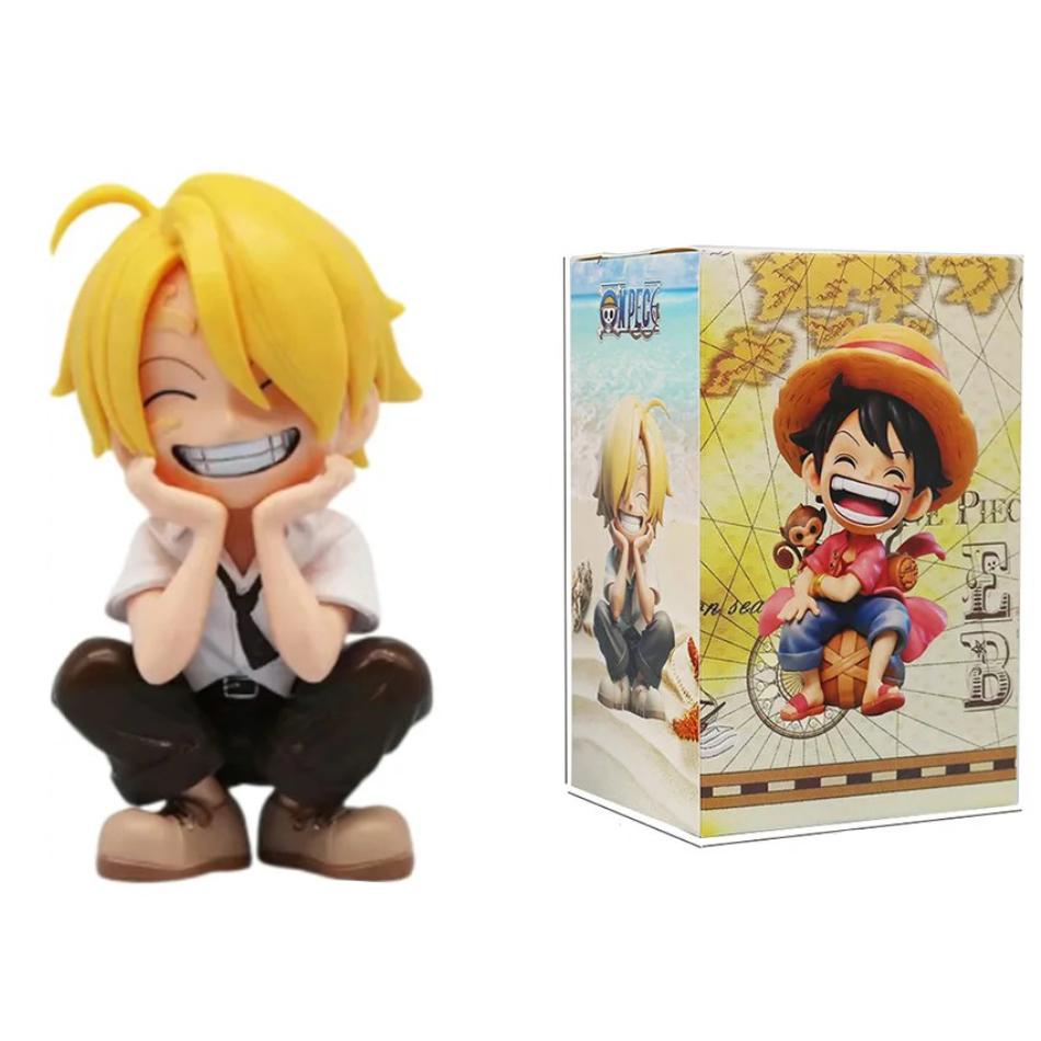 13.5 Cm Peripheral Series One Piece Luffy Solon Sanji Q-Version Sitting Posture Childrens Model Figurine Toy Gift Collectibles