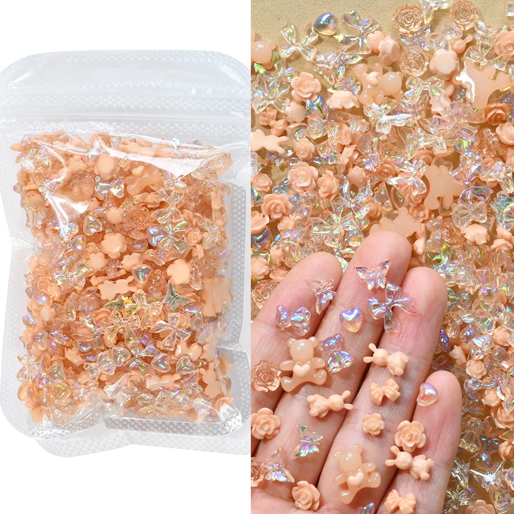 50 г/пакет, разноцветные перламутровые украшения для ногтей, полые сердечки, звездочки, аксессуары для маникюра своими руками