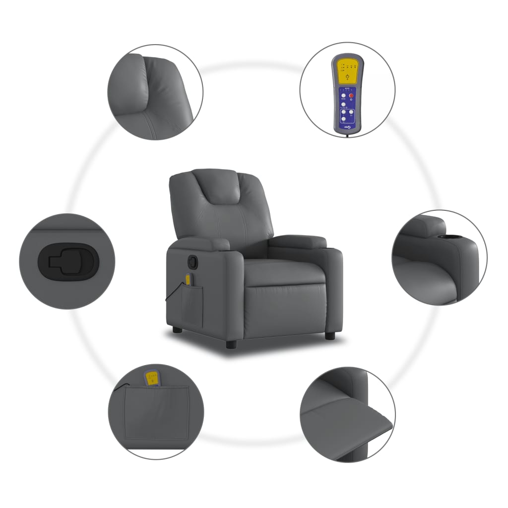 Massage Chair Relaxation Chair Grey Faux Leather