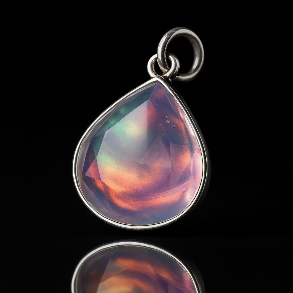 Extremely Rare 24 Ct Natural Opal 925 Sterling Silver CERTIFIED Pear Pendant
