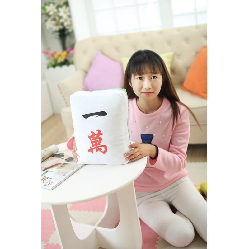 Mahjong Themed Plush Pillow Toy With Pp Cotton Filling For Home Decor Gift Special Characters Included