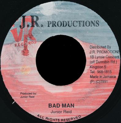7-дюймовая пластинка JUNIOR REID - Bad Man NONE J.R. Производство 1991 Япония Регги, Ска и Даб Б/У