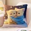 Couple Cat Print Decorative Pillowcase Bedroom Living Room Square Cushion Pillowcase