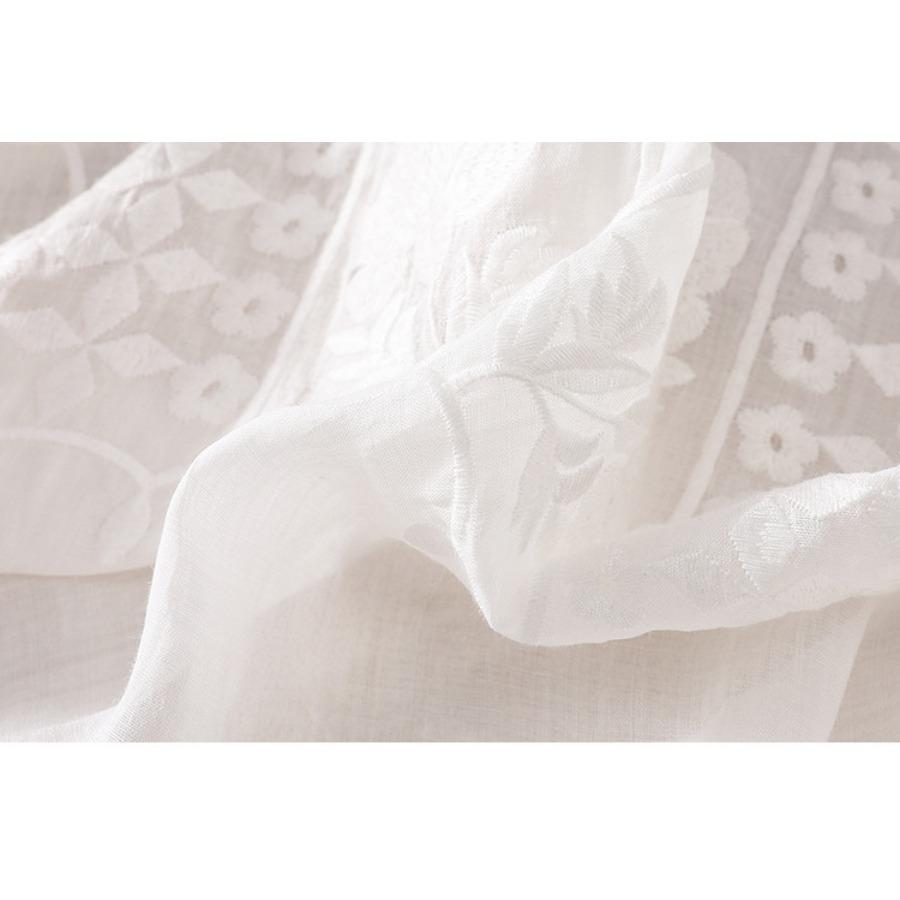 Летняя блузка для мамы, рубашка с коротким рукавом, винтажный тонкий женский топ с цветочной вышивкой, белый желтый топ