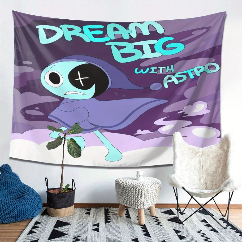 Dandys World Astro Wall Hanging Tapestry  Dream Big with Astro Vibrant Purple  Blue Design HighQuality Polyester Fabric