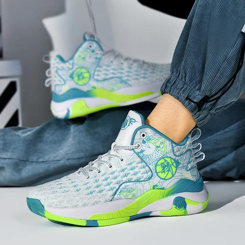 Модные мужские баскетбольные кроссовки Оригинальные Нескользящие Спортивные Атлетические Мужские Дышащие Уличные Полевые Кроссовки Тренировочные Студенческие Баскетбольные Кроссовки